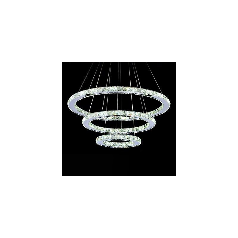 Lumină suspendată din cristal, reglabilă, Candelabru circular modern Lămpi de iluminat Plafoniere rotunde alb rece Corpuri cu telecomandă