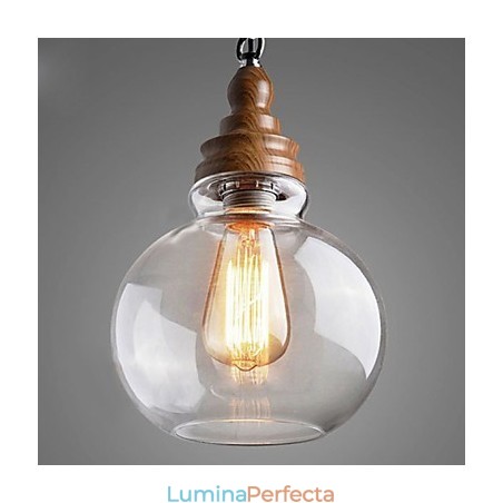 Lampă de suspendare rotundă din lemn, din lemn, de cristal (dia 19 cm) Lampă de suspendare rotundă din lemn, din lemn, de cristal (dia 19 cm)