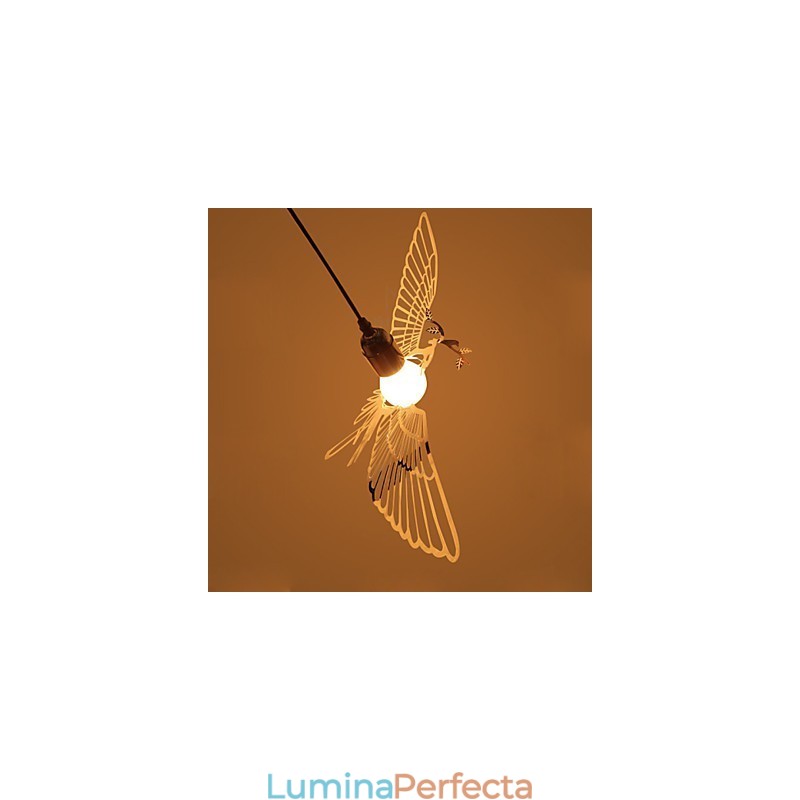 Decorație modernă creativă, din oțel inoxidabil, lampă cu lumină pentru păsări