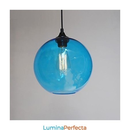 Pandantiv modern din sticlă cu design cu bule rotunde albastre Pandantiv modern din sticlă cu design cu bule rotunde albastre