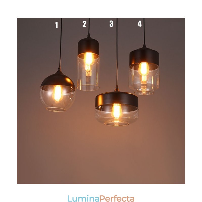 Lampă candelabru din sticlă din fier forjat de la Nordic Creative Stair Shop