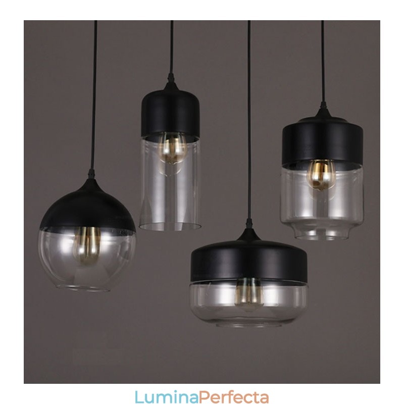 Lampă candelabru din sticlă din fier forjat de la Nordic Creative Stair Shop