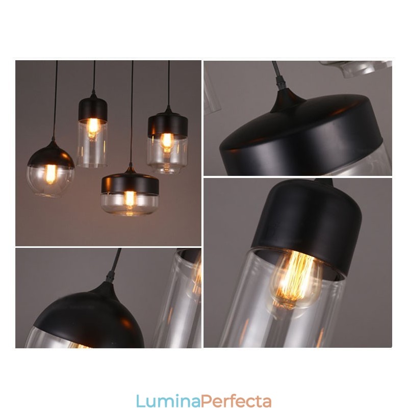 Lampă candelabru din sticlă din fier forjat de la Nordic Creative Stair Shop