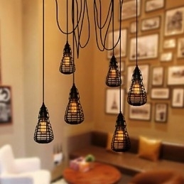 American Industrial Creativ Restaurare Ancient Ways Cușcă din fier forjat Lampă Droplight cu un singur cap