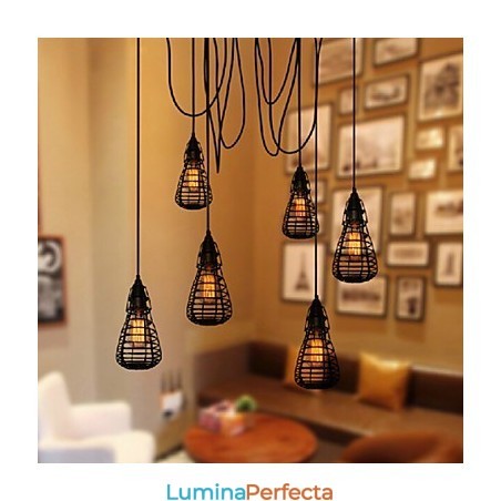 American Industrial Creativ Restaurare Ancient Ways Cușcă din fier forjat Lampă Droplight cu un singur cap American Industrial Creativ Restaurare Ancient Ways Cușcă din fier forjat Lampă Droplight cu un singur cap
