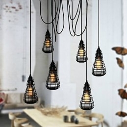 American Industrial Creativ Restaurare Ancient Ways Cușcă din fier forjat Lampă Droplight cu un singur cap