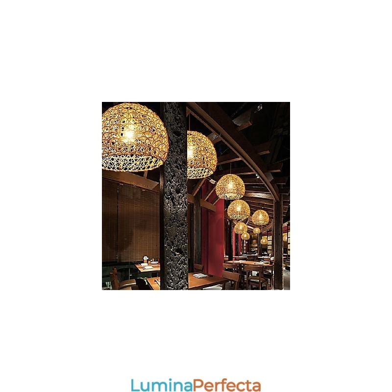 Lampă modernă din ratan, cu un singur cap, țesut cu artă Cany