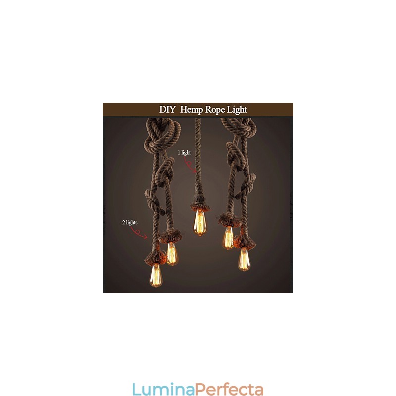 1 lumină bricolaj artă cânepă frânghie lumina creativă frânghie cânepă candelabru lung 100 cm trimite 1 bec