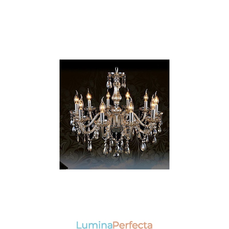 10 Lumini Candelabru Cristal De Lux Culoare Cognac Candelabru Cristal K9