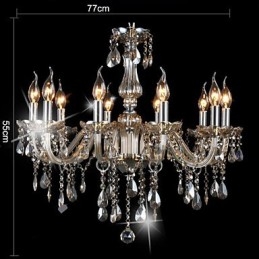 10 Lumini Candelabru Cristal De Lux Culoare Cognac Candelabru Cristal K9
