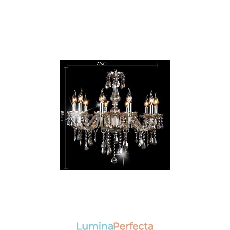 10 Lumini Candelabru Cristal De Lux Culoare Cognac Candelabru Cristal K9