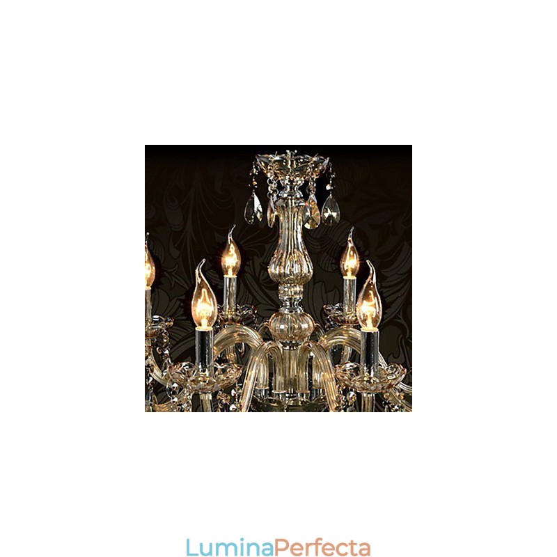 10 Lumini Candelabru Cristal De Lux Culoare Cognac Candelabru Cristal K9