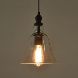 Candelabru din sticlă retro, industrial, de epocă, lampă de noptieră minimalistă, culoare clară