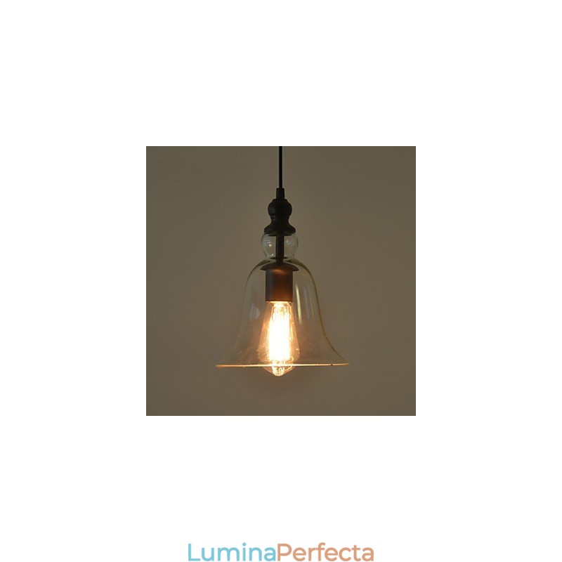 Candelabru din sticlă retro, industrial, de epocă, lampă de noptieră minimalistă, culoare clară