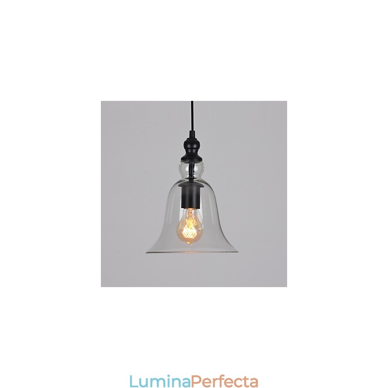 Candelabru din sticlă retro, industrial, de epocă, lampă de noptieră minimalistă, culoare clară