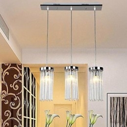 Lampă suspendată modernă, din metal cromat, din cristal