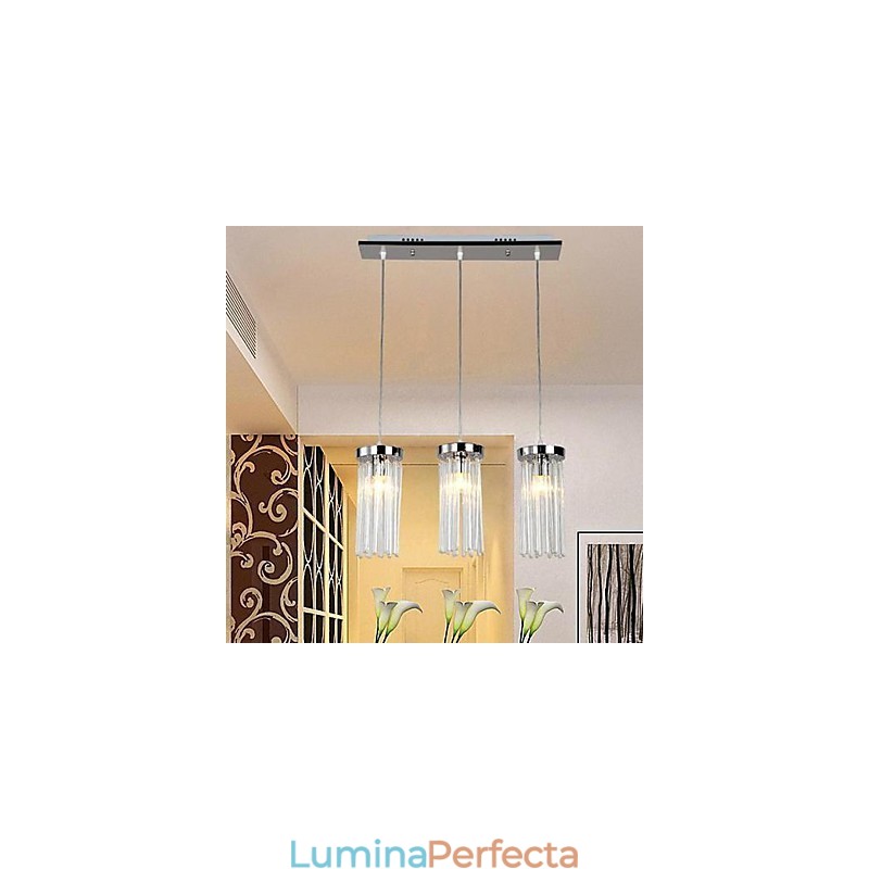 Lampă suspendată modernă, din metal cromat, din cristal