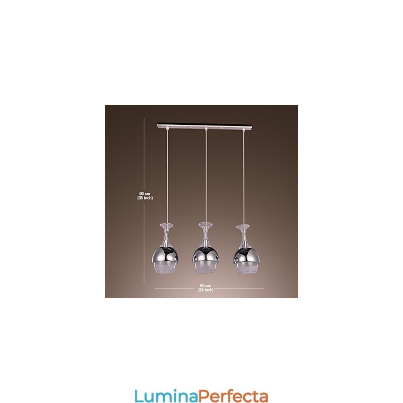 Pandantiv modern, creativ, cu 3 lumini, în formă de pahar