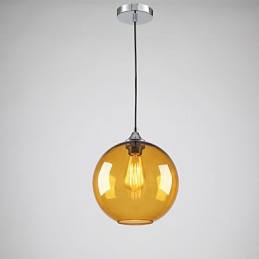 Lampă suspendată modernă din sticlă cu abajur din sticlă rotundă chihlimbar cu design cu bule