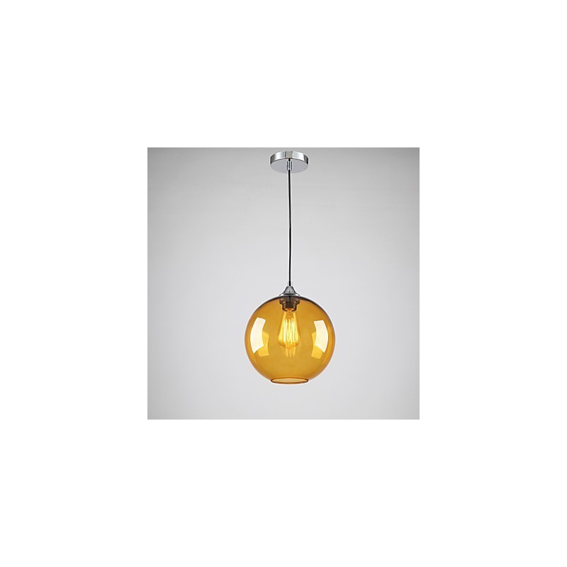 Lampă suspendată modernă din sticlă cu abajur din sticlă rotundă chihlimbar cu design cu bule