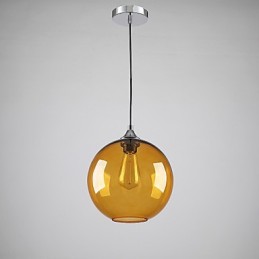Lampă suspendată modernă din sticlă cu abajur din sticlă rotundă chihlimbar cu design cu bule