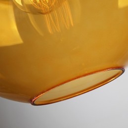 Lampă suspendată modernă din sticlă cu abajur din sticlă rotundă chihlimbar cu design cu bule