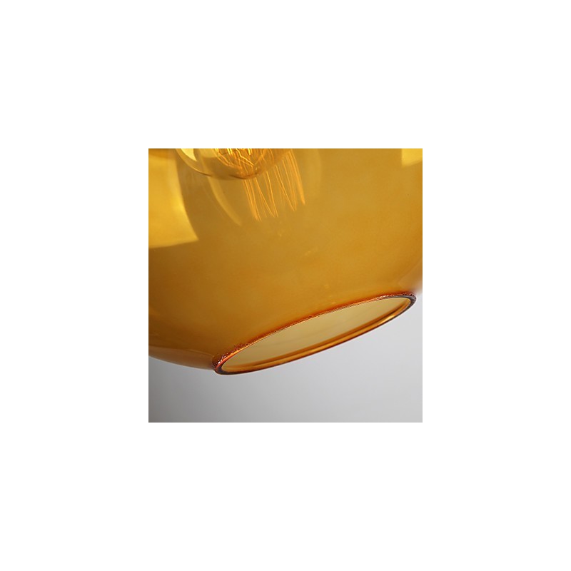 Lampă suspendată modernă din sticlă cu abajur din sticlă rotundă chihlimbar cu design cu bule