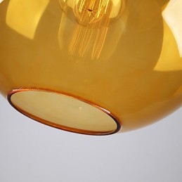 Lampă suspendată modernă din sticlă cu abajur din sticlă rotundă chihlimbar cu design cu bule