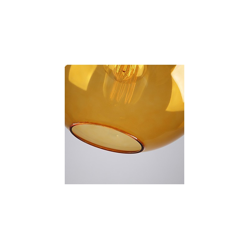 Lampă suspendată modernă din sticlă cu abajur din sticlă rotundă chihlimbar cu design cu bule