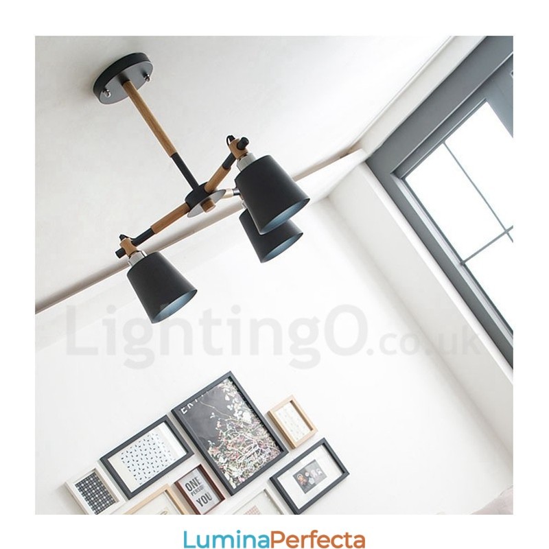 Candelabru modern contemporan din lemn cu 3 lumini