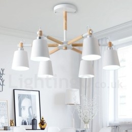 Candelabru modern contemporan din lemn cu 6 lumini