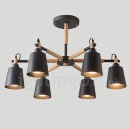 Candelabru modern contemporan din lemn cu 6 lumini