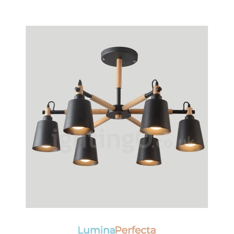 Candelabru modern contemporan din lemn cu 6 lumini
