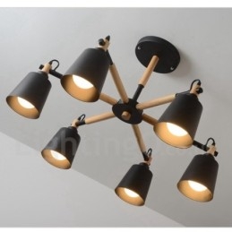 Candelabru modern contemporan din lemn cu 6 lumini