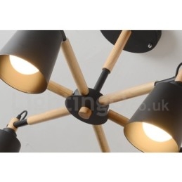 Candelabru modern contemporan din lemn cu 6 lumini