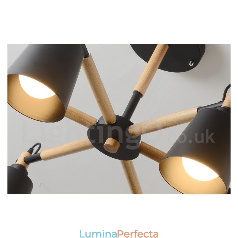 Candelabru modern contemporan din lemn cu 6 lumini