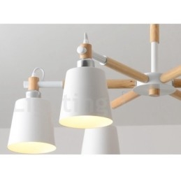 Candelabru modern contemporan din lemn cu 6 lumini