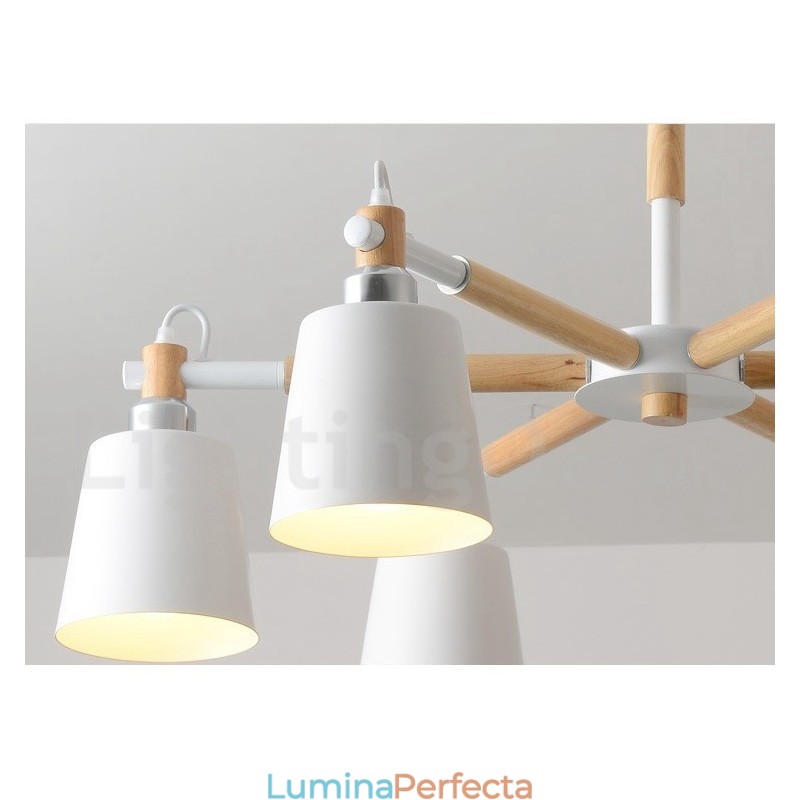 Candelabru modern contemporan din lemn cu 6 lumini