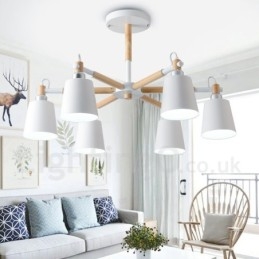 Candelabru modern contemporan din lemn cu 6 lumini