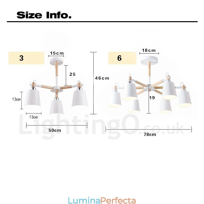 Candelabru modern contemporan din lemn cu 6 lumini