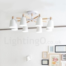 Candelabru modern contemporan din lemn cu 8 lumini