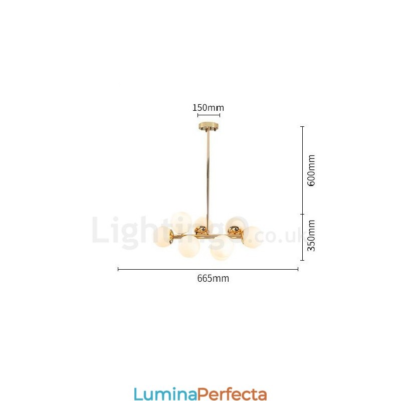 Candelabru contemporan modern cu 8 lumini cu abajur din sticlă