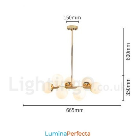 Candelabru contemporan modern cu 8 lumini cu abajur din sticlă