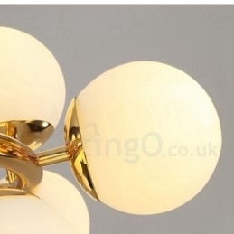 Candelabru contemporan modern cu 8 lumini cu abajur din sticlă