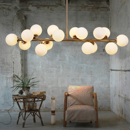 Candelabru modern contemporan cu 16 lumini cu abajur din sticlă și lampă Candelabru modern contemporan cu 16 lumini cu abajur din sticlă și lampă