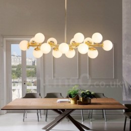 Candelabru modern contemporan cu 16 lumini cu abajur din sticlă și lampă