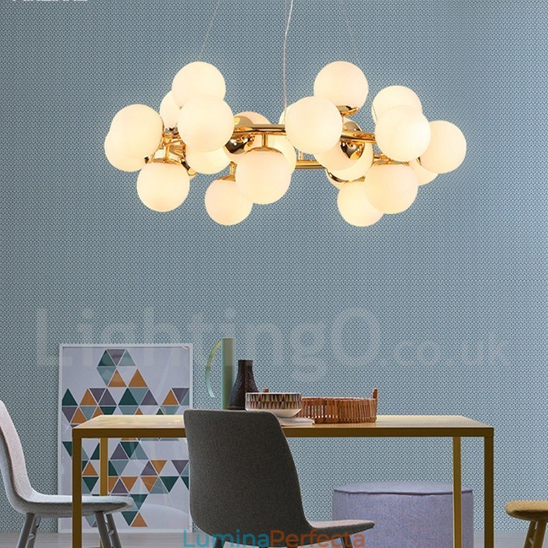 Candelabru contemporan modern cu 24 de lumini cu abajur din sticlă