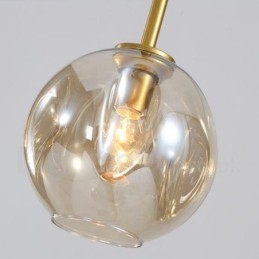 Candelabru modern contemporan cu 7 lumini cu abajur din sticlă transparentă și lampă