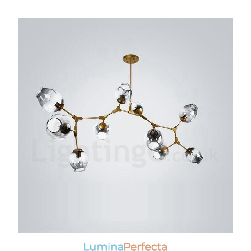Candelabru auriu cu 10 lumini cu abajur din sticlă Lumină în stil modern și contemporan