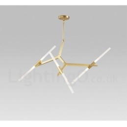 Candelabru cu 6 lumini, modern și contemporan, cu 2 niveluri (negru auriu)